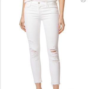 J Brand Low Rise Cropped Skinny White Jeans